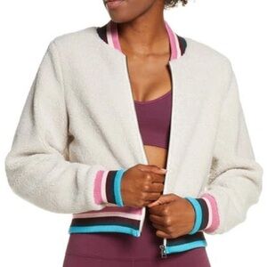 Spiritual Gangster Sherpa Faux Fur Bomber Jacket in Natural Size Small